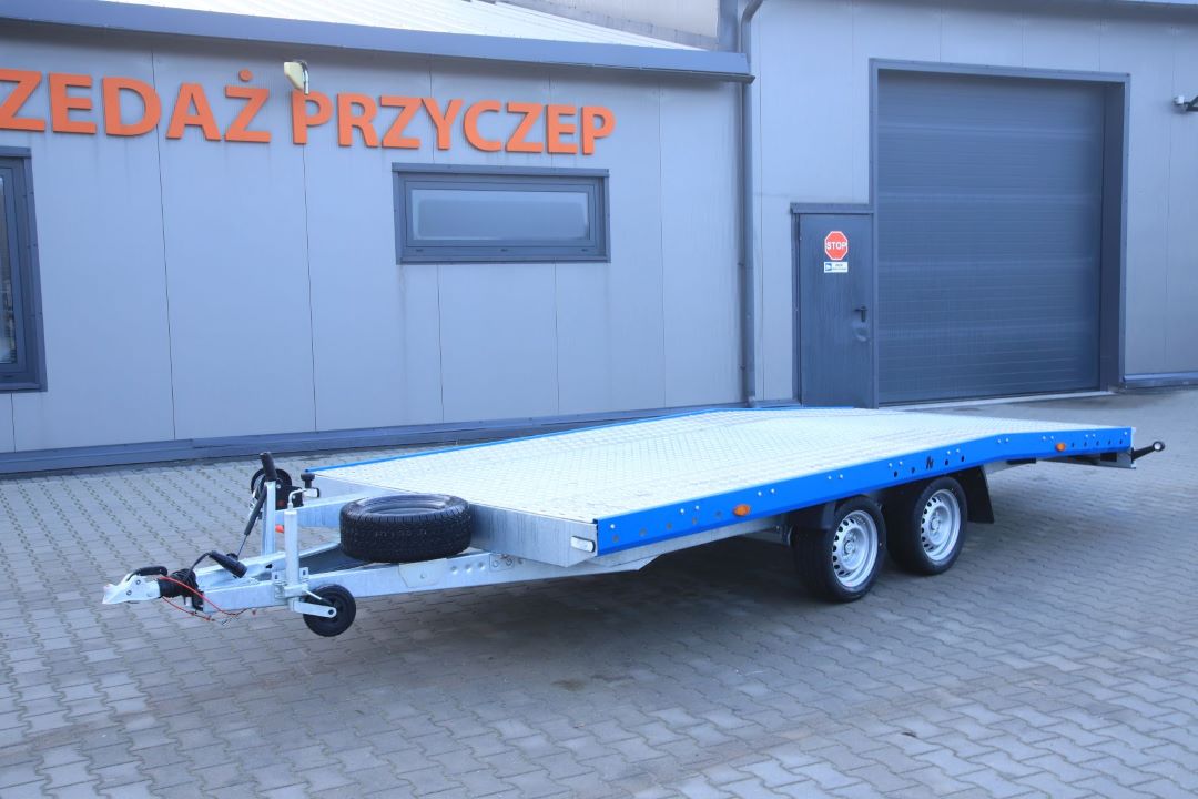 Niewiadów Jupiter NM 4.5 13C niebieska blenda - zweiachsiger Autotransporter, 450x195 cm, zGG 2700 kg